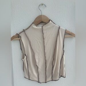 High Neck Cream Sleeveless Top